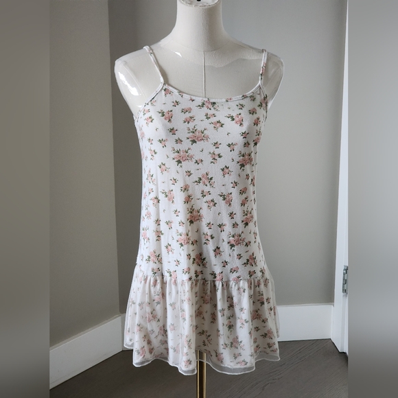Floral Tank Dress with crochet knit short sleeve button up top - Picture 3 of 4